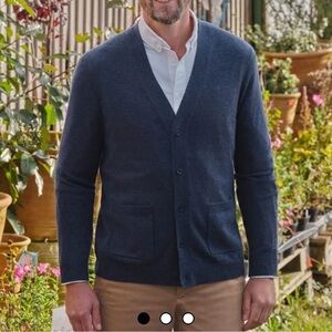 JWN John W. Nordstrom Italian Merino Wool Navy Blue Men’s Cardigan Sweater Sz L